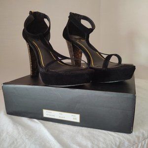 Colin Stuart Black Velvet T Strap Dressy Sandals